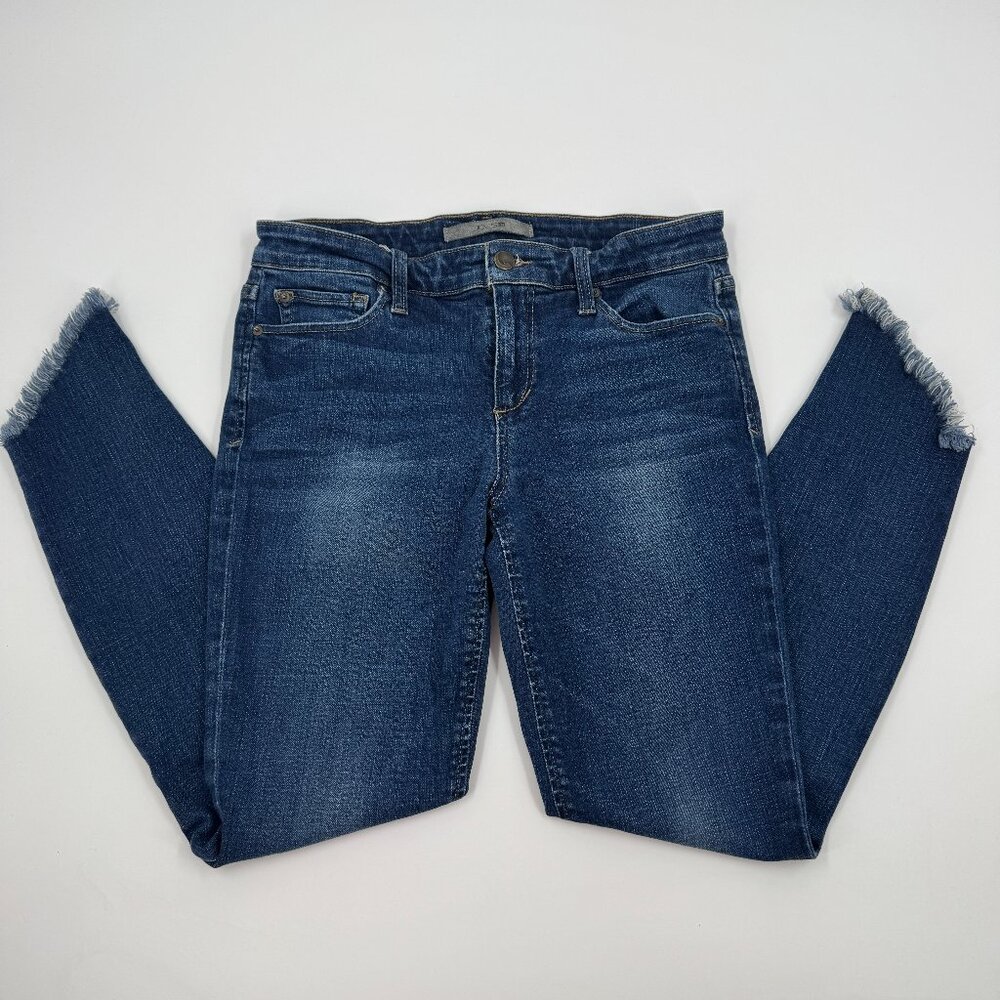 Joes Jeans The Icon Mid Rise Skinny Ankle‎ Dark Wash Frayed Hem W28 CL480M
